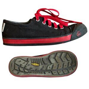 Keen Kids Black & Red Sneakers  Canvas Rubber Sole Lace-Up Youth Size 2